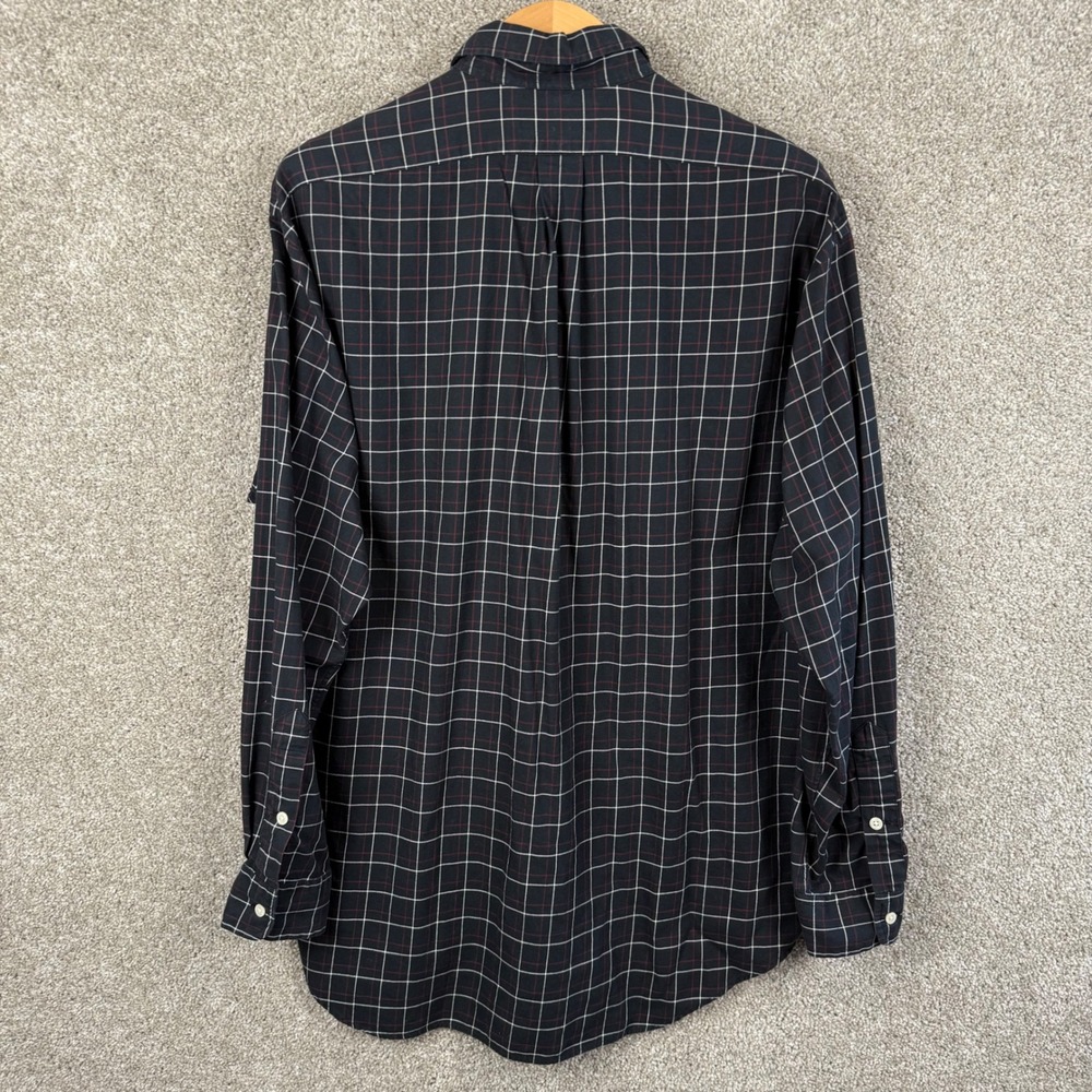 Ralph Lauren Blake Shirt Mens Large Navy Blue Red Windowpane Plaid Cotton Button - Picture 4 of 6